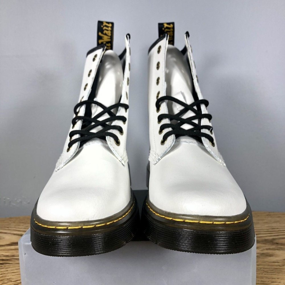NEW Dr. Martens Zavala Leather Combat Boots (Women’s 9, white) - Picture 2 of 7